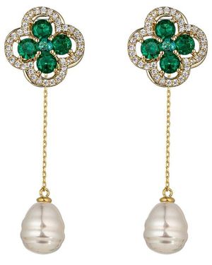 Eye Candy LA Cz Drop Earring - Green