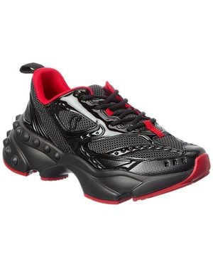 Christian Louboutin So Flo Mesh & Leather Trainer - Red