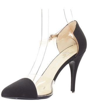 CHANEL Satin Logo Cap Toe Pump (Authentic Pre-Loved) - Natural