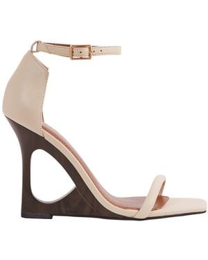 Reiss Cora Strappy Leather Wedge - Natural