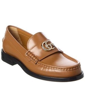 Gucci Double G Leather Loafer - Brown