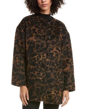 Anne Klein Brushed Topper Coat - Brown