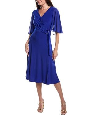 Joseph Ribkoff O-Ring Tie Side Midi Dress - Blue