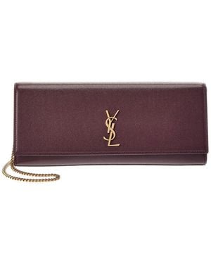 Saint Laurent Kate Leather Clutch - Purple