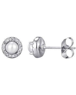 Adornia Plated 5Mm Pearl Halo Stud Earrings - Metallic