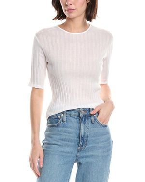 Vince Ribbed Mock Neck Top - White