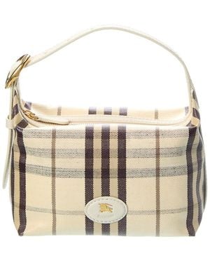 Burberry Highlands Mini Leather-Trim Duffel Bag - Natural
