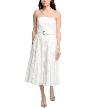 Sam Edelman Strapless Belted Eyelet Midi Dress - White