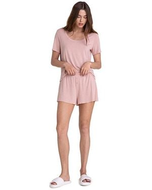 Barefoot Dreams Luxe Milk Jersey Scoop Neck Short Set - Pink