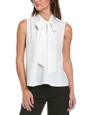 Brooks Brothers Tie Neck Blouse - White