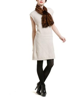 La Fiorentina Whiskey Mink Muffler With Rosette - Natural