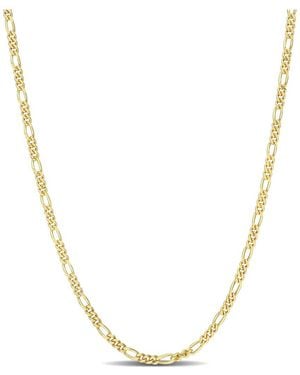 Italian Silver 18K Over Figaro Chain Necklace - Metallic