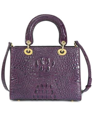 Tiffany & Fred Paris Alligator-Embossed Leather Satchel - Purple
