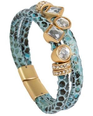Saachi Bling Charm Leather Bracelet - Blue
