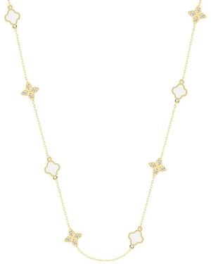 Gabi Rielle 14K Over Cz Fleur Station Necklace - White