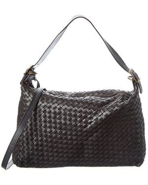 Persaman New York Chloe Hand Woven Large Leather Shoulder Bag - Black