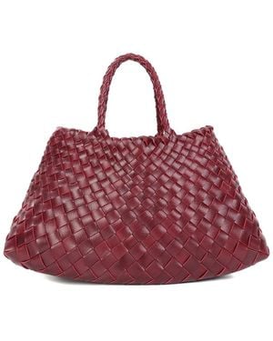Tiffany & Fred Paris Hand-Woven Leather Tote - Red