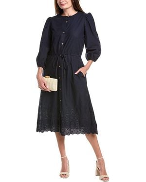 Julia Jordan Poplin Drawstring Waist Shirtdress - Blue
