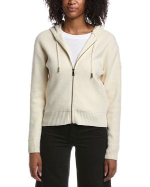 Moncler Cashmere & Wool Zip Up Hoodie - Natural