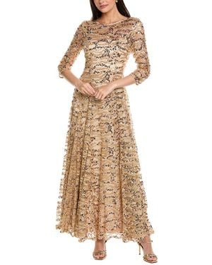 Tahari Sequin Tulle Gown - Natural