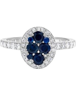 H.J. Namdar 14K 1.01 Ct. Tw. Diamond & Sapphire Cluster Ring - Blue