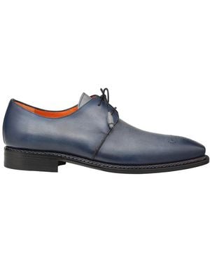 Mezlan Principe Patina Leather Derby Shoe - Blue