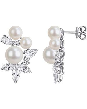 Rina Limor 5.38 Ct. Tw. Gemstone & 4.5-6.5Mm Pearl Earrings - White