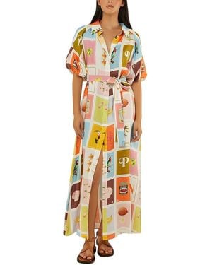 AMINA GLAM Linen-Blend Maxi Dress - Metallic