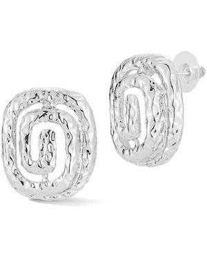 Glaze Jewelry Plated Hammered Swirl Stud Earrings - White
