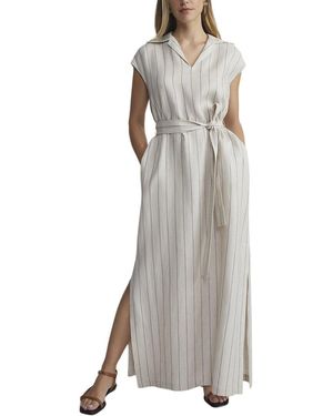 Lafayette 148 New York Belted Popover Linen Dress - Grey