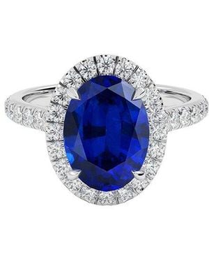 VOWE 14K 3.50 Ct. Tw. Lab-Grown Diamond & Lab-Grown Sapphire Ring - Blue