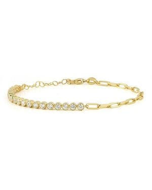 Chloe and Madison 14K Over Tennis X Paperclip Bracelet - Metallic