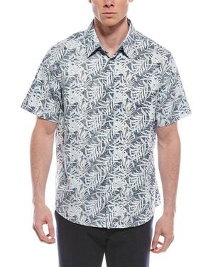 Report Collection Tropical Linen-Blend Shirt - Blue