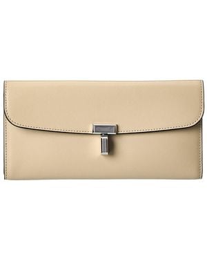TOTEME T-Lock Fold-Over Leather Continental Wallet - Natural