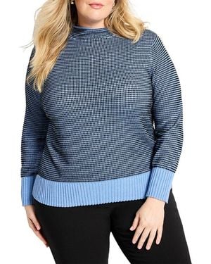 NIC+ZOE Plus Funnel Neck Pixel Knit Jumper - Blue