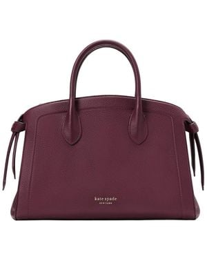 Kate Spade Knott Large Zip-Top Leather Satchel - Purple