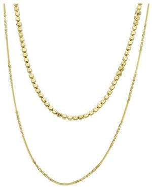 Italian Gold Over Silver 18K Plated Multi Strand Necklace - Metallic
