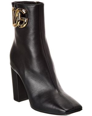 Dolce & Gabbana Dg Logo Leather Bootie - Black