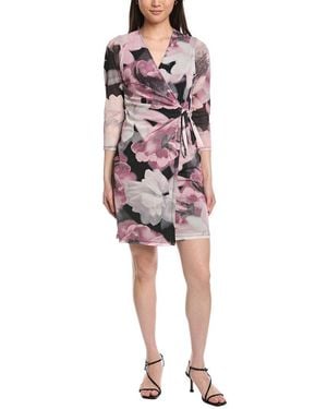 Anne Klein Printed Mesh Sheath Dress - Red