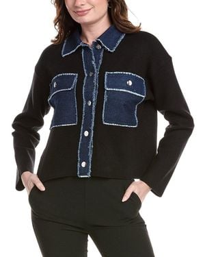 Nanette Lepore Denim-Trim Jacket - Blue