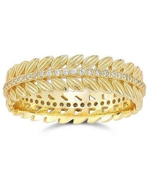 Chloe and Madison 14K Over Cz Feather Band Ring - White