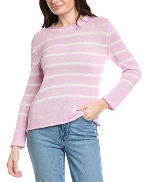 Hannah Rose Striped Cashmere-Blend Jumper - Red