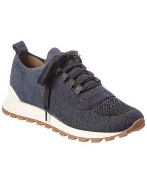 Brunello Cucinelli Knit & Suede Sneaker - Blue