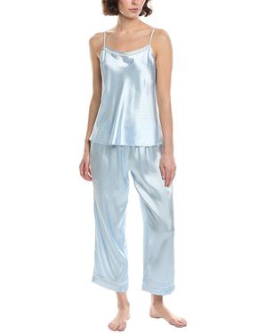 Flora Nikrooz 2Pc Solid Dot Jacquard Cami & Capri Set - Blue
