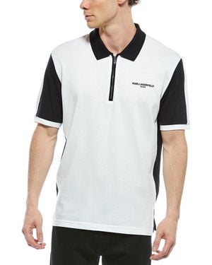 Karl Lagerfeld Colourblock Logo Polo Shirt - White