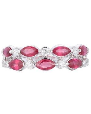 Gregg Ruth 14K 1.41 Ct. Tw. Diamond & Ruby Band - Pink