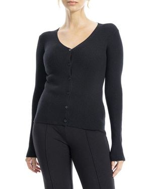 Max Studio Button Front Sweater - Black