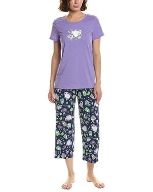 Hue 2Pc T-Shirt & Capri Pyjama Set - Blue