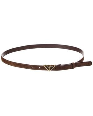 Prada Logo Suede Belt - White