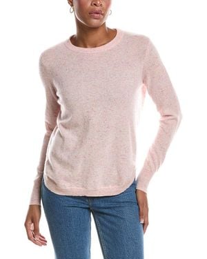 Autumn Cashmere Solid Shirttail Crewneck 100% Cashmere Jumper - Pink